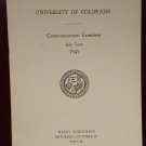 University of Colorado Commencement Exercises graduation program - 1945, VG condition