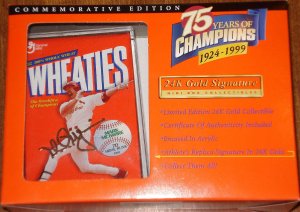 Mark McGwire Wheaties mini cereal box, 1999, MIP, 24k signature, Ltd Ed collectible