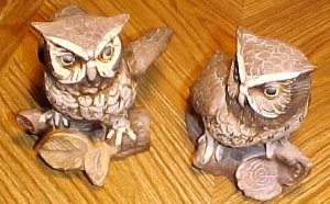 Two ceramic/porcelain OWL figurines, perfect condition, 5" tall