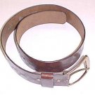 Men's 34 - 36 brown leather belt with brass colored belt buckle.