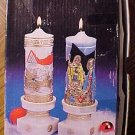 Christmas candles & stand ensemble set - Santa Sleigh Ride & Holy Night, MIB very detailed