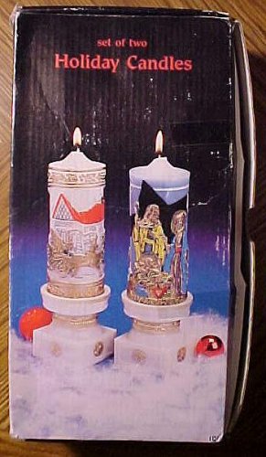 Christmas candles & stand ensemble set - Santa Sleigh Ride & Holy Night, MIB very detailed