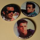 Beverly Hills 90210 pin button - 2 of Dylan (Luke Perry) & 1 of Brandon (Jason Priestley)
