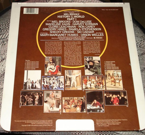 History of the World Part 1 Video Disc CED, Mel brooks, Harvey Korman ...