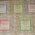 5 Classical music 10" LP record albums, 1950's, Chopin, Mozart, Betthoven, Franck, Mendelssohn