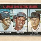 1967 Topps baseball card #239 Batting Leaders - Frank Robinson, Tony Oliva, Al Kaline VG