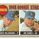 1968 Topps baseball card #228 Jack Billingham & Jim Fairey RC VG (light crease) Los Angeles Dodgers