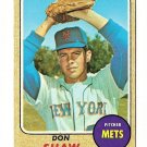1968 Topps baseball card #521 Don Shaw EX New York Mets