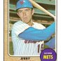 1968 Topps baseball card #582 Jerry Grote EX/Nm (miscut) New York Mets