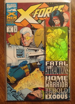 X-Force #25 comic book, NM/M - Marvel Comics - Hologram card bonded to the cover