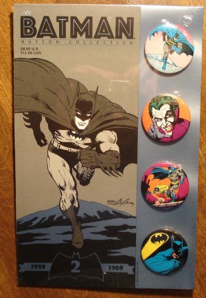 Batman: pin button set #2 comic book - DC Comics, MOC never opened, Joker, Robin, 1989