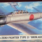 Hasegawa Mitsubishi A6M2B Zero Type 21 WWII Japanese fighter airplane model kit MIB Unassembled 1:72