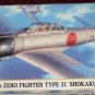 Hasegawa Mitsubishi A6M2B Zero Type 21 WWII Japanese fighter airplane model kit MIB Unassembled 1:72