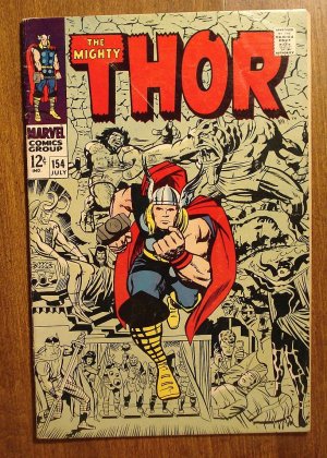 The Mighty Thor #154 comic book, 1968, Marvel Comics, Jack Kirby art, Very Good condition