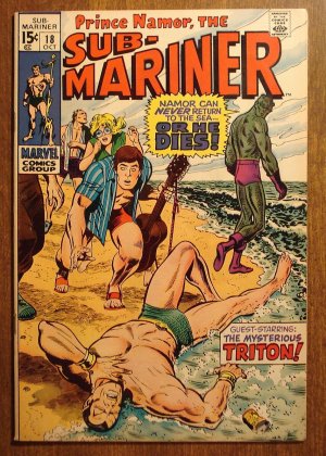 The Sub-Mariner #18 (1969) comic book, Marvel Comics, Triton, NM condition!