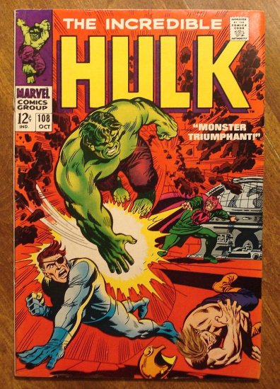 Incredible Hulk #108 (1968) comic book, Marvel Comics, F/VF condition ...