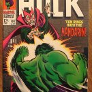 Incredible Hulk #107 (1968) comic book, Marvel Comics, VF condition, Mandarin, Nick Fury