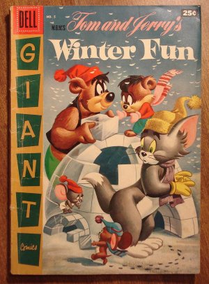 Dell Giant comic - Tom and Jerry's Winter Fun #5 (1956) comic book, VG, Droopy, Spike & Tyke