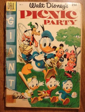Dell Giant comic - Walt Disney's Picnic Party #6 (1955) comic book, Fair cond., Donald Duck Goofy