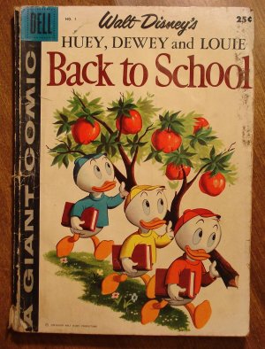 Dell Giant comic - Huey Dewey Louie Back to School #1 (1958) comic book Donald Duck