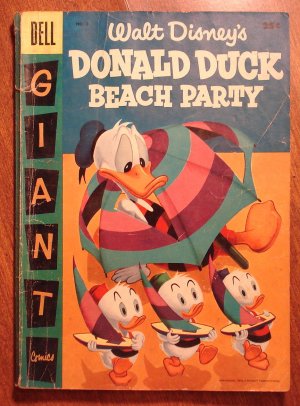 Dell Giant comic - Donald Duck Beach Party #3 (1956) comic book, Good/VG Donald Duck Uncle Scrooge