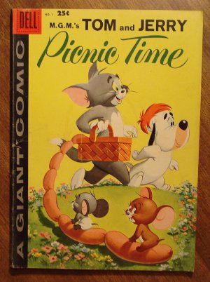 Dell Giant comic - Tom and Jerry's Picnic Time #1 (1958) comic book, VG/Fine, Droopy, Spike & Tyke