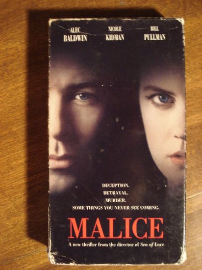 Malice VHS video tape movie film, Alec Baldwin, Nicole Kidman, Bill Pullman