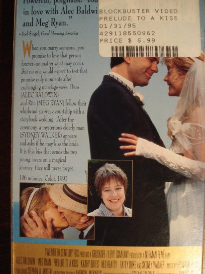 Prelude To A Kiss VHS video tape movie film, Alec Baldwin, Meg Ryan ...