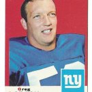 1969 Topps football card #106 Greg Larson EX New York Giants