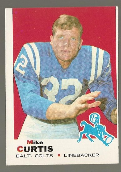 1969 Topps football card #229 (B) Mike Curtis EX (miscut) Baltimore Colts