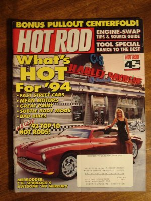 Hot Rod magazine December 1993, engine swaps, 1949 Mercury street rod, tools, trends