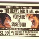Marvel comics Wolverine vs Sabretooth battle ringside ticket 1998 NM/M