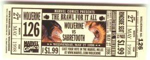 Marvel comics Wolverine vs Sabretooth battle ringside ticket 1998 NM/M