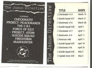 DC comics Janus Directive Checklist card 1989 NM/M