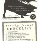 DC comics Batman: The Cult mini-series Checklist card, 1988 NM/M