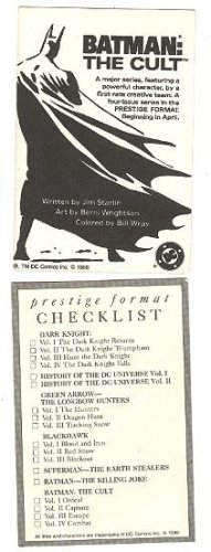 DC comics Batman: The Cult mini-series Checklist card, 1988 NM/M