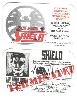 Marvel Comics Nick Fury vs SHIELD ID card (Identification) 1988 NM/M