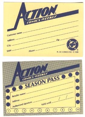 DC comics Action Comics Weekly Season Pass card, 1988, NM/M