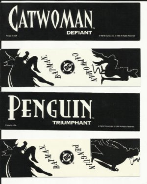 DC Comics Batman & Catwoman, Batman & Penguin bookmarks, 1992 NM/M set of 2