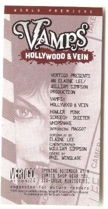 DC / Vertigo comics Vamps flyer / bookmark, 1995, NM/M about 3" x 6" female vampires
