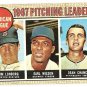 1968 Topps baseball card #10 Pitching Leaders Jim Lonborg Earl Wilson Dean Chance VG lt crease