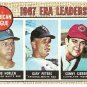1968 Topps baseball card #8 ERA Leaders Joe Horlen Gary Peters Sonny Siebert G/VG creased