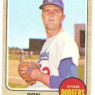 1968 Topps baseball card #145 Don Drysdale Los Angeles Dodgers EX
