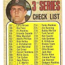 1968 Topps baseball card #192 3rd series checklist - UNMARKED Carl Yaz Yastrzemski EX