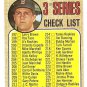 1968 Topps baseball card #192 3rd series checklist - UNMARKED Carl Yaz Yastrzemski EX