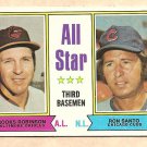 1974 Topps baseball card #334 All Star 3rd Basemen Brooks Robinson Ron Santo VG