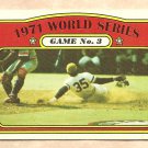 1972 Topps baseball card #225 1971 World Series Game #3 Manny Sanguillen EX-