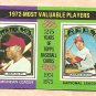 1975 Topps baseball card #210 1972 MVP's Rich Allen & Johnny Bench VG-