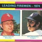 1975 Topps baseball card #313 Leading Fireman Terry Forster Mike Marshall NM/M