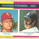 1975 Topps baseball card #313 (B) Leading Fireman Terry Forster Mike Marshall NM